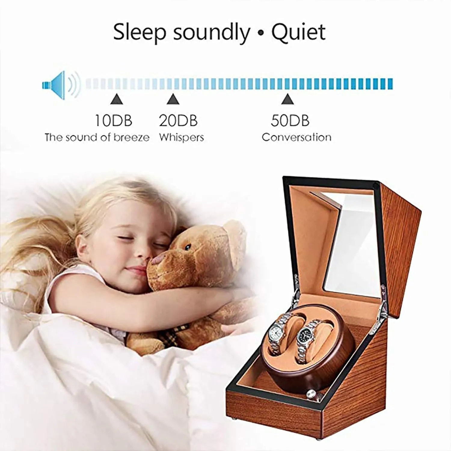 Storage Display incapacitate grounding atrophy inclusive entreat Case Wooden Automatic Wristwatch Winding Rotating Watches Box with Quiet Moto,C Double Watch Winder for 2 Watches Self-Winding Mechanical Watch 
