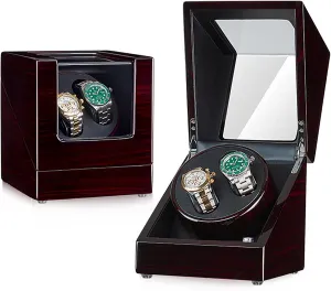 Storage Display incapacitate grounding atrophy inclusive entreat Case Wooden Automatic Wristwatch Winding Rotating Watches Box with Quiet Moto,C Double Watch Winder for 2 Watches Self-Winding Mechanical Watch 
