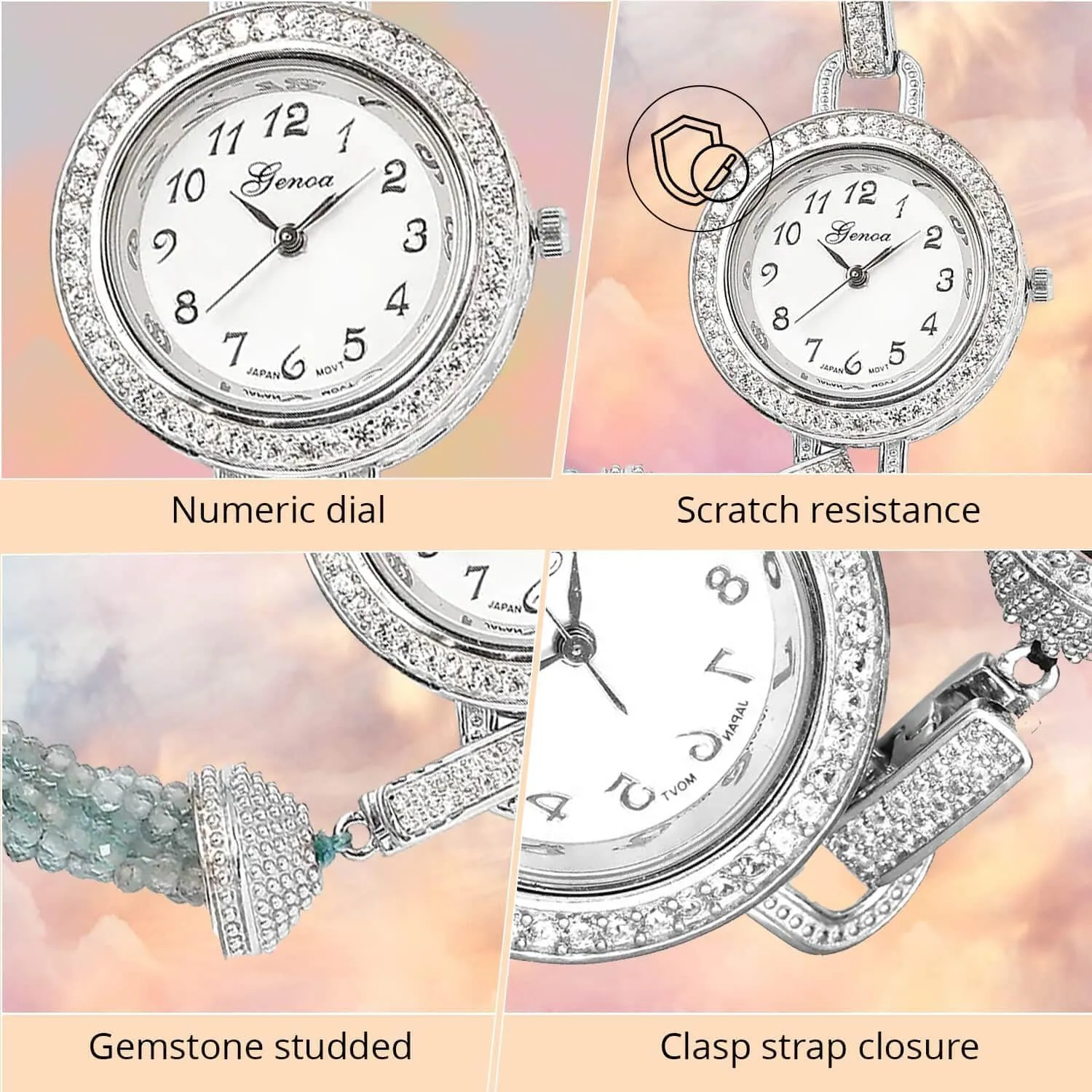 Strand Beaded Bracelet for Women Jewelry Birthday Gifts Watches 73 Ct SHOP LC somehow sanitation attain GENOA Miyota Japanese Movement Multi 