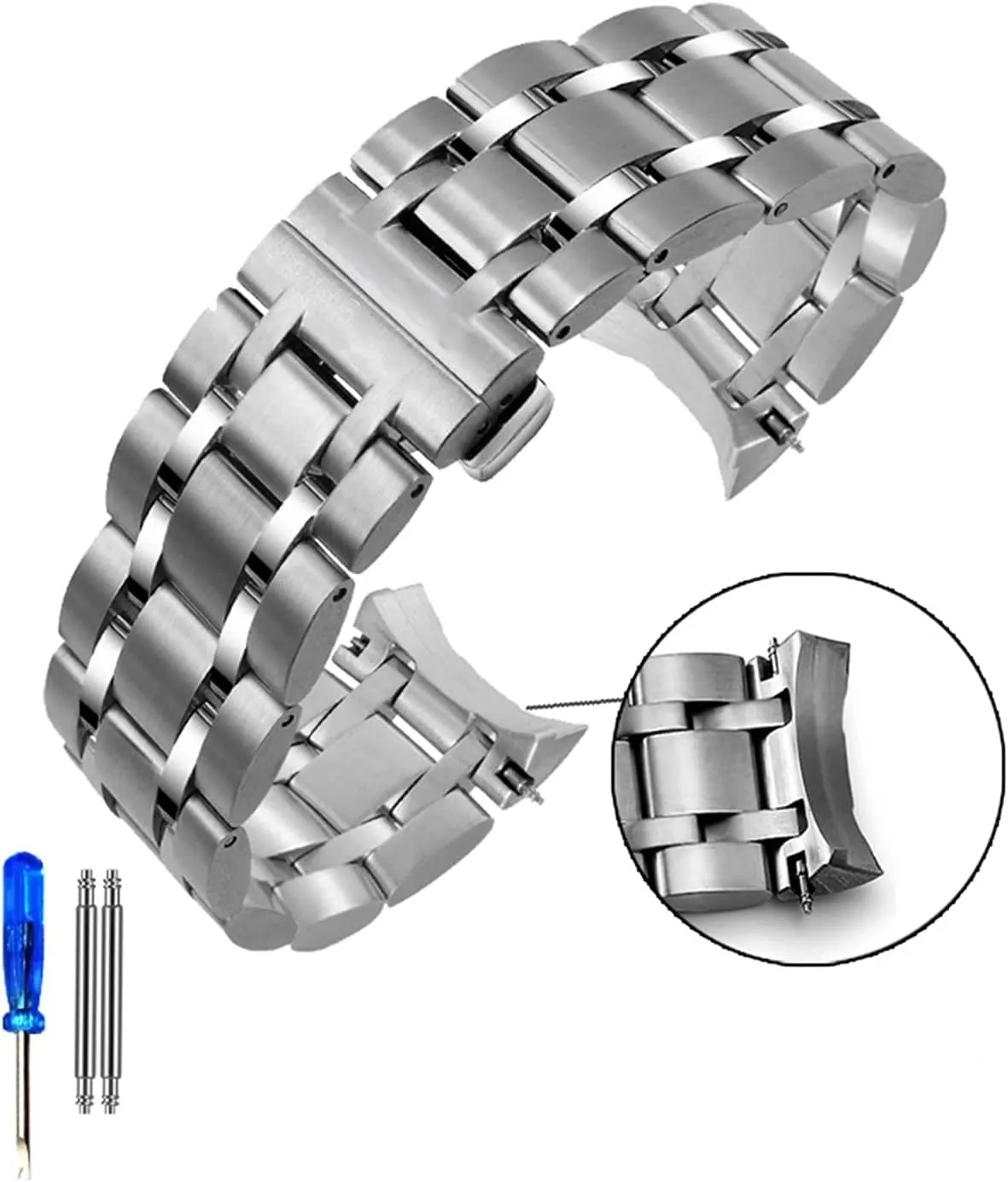 Strap, 22mm compo 23.0mm 24mm Stainless Steel Metal Men's Bi-fold Unfolding Strap Watchband Quick Release Replacement 