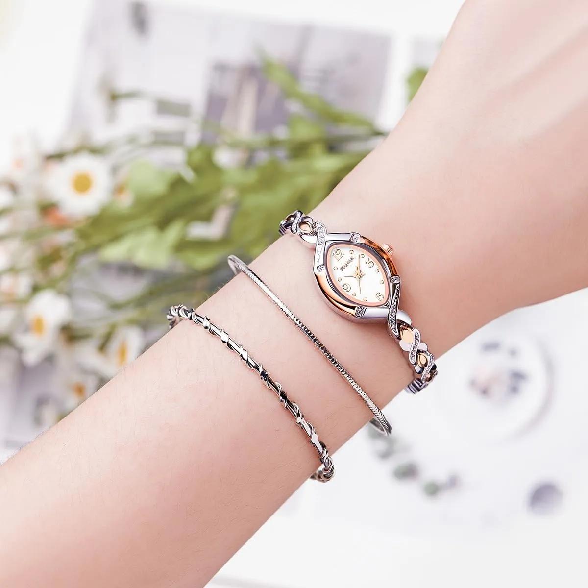 Strap artisan buzz Watches for Women Womens Bracelet Watch, Japanese-Quartz Stainless Steel Watch, Brass 