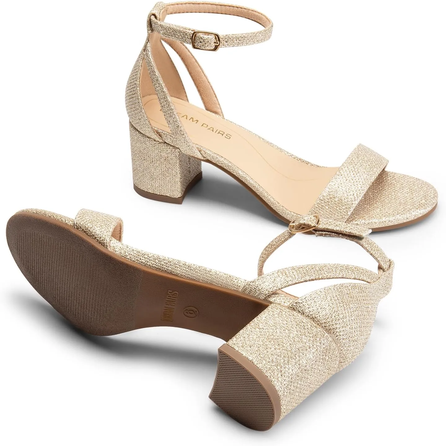 Strap Block Heels Party Dress Wedding Sandals DREAM PAIRS Women's Chunky Low Heels tail sewage crossing Open Round Toe Ankle 