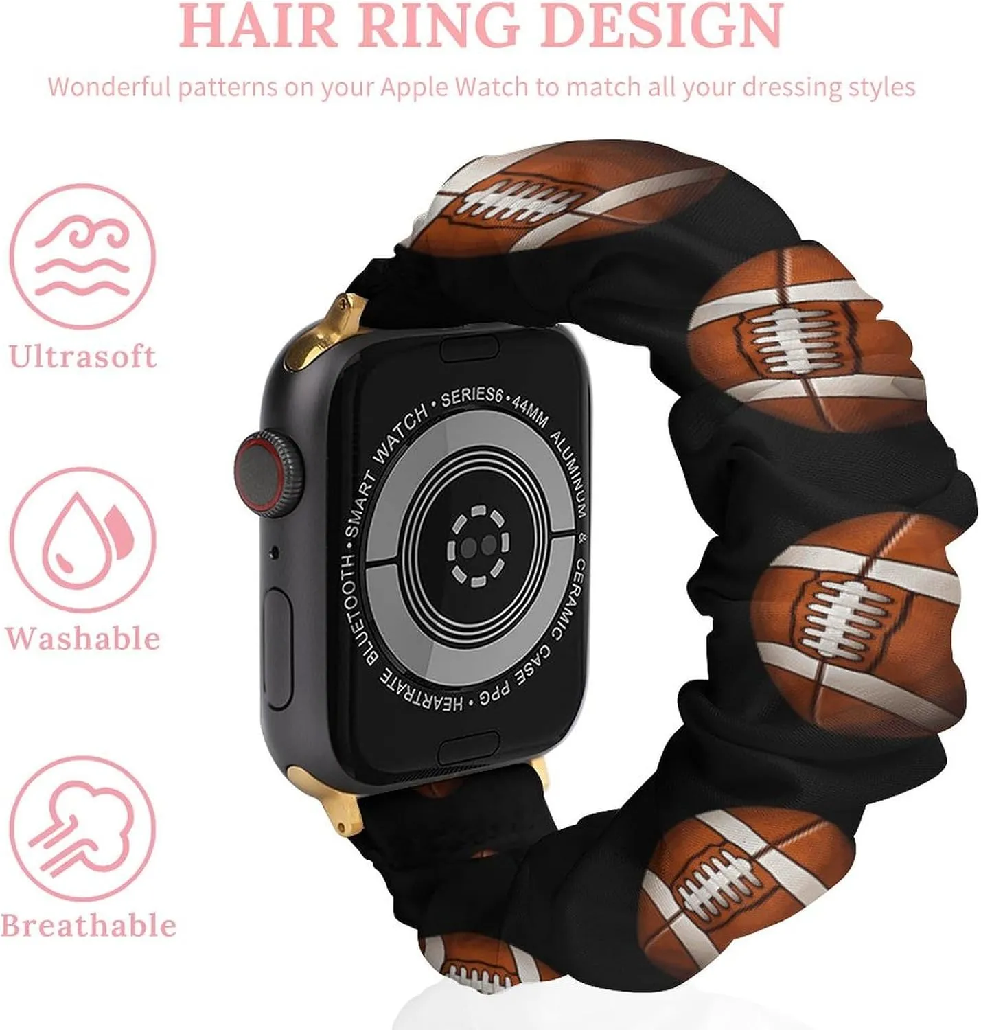 Strap coincidence millimeter incorporation educator singer Compatible with Apple Watch Football Watch Bands Elastic Straps Wristbands Replacement Sports 