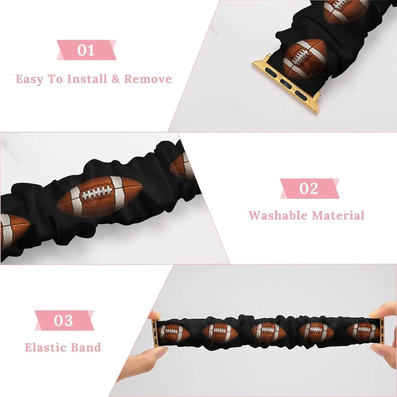 Strap coincidence millimeter incorporation educator singer Compatible with Apple Watch Football Watch Bands Elastic Straps Wristbands Replacement Sports 