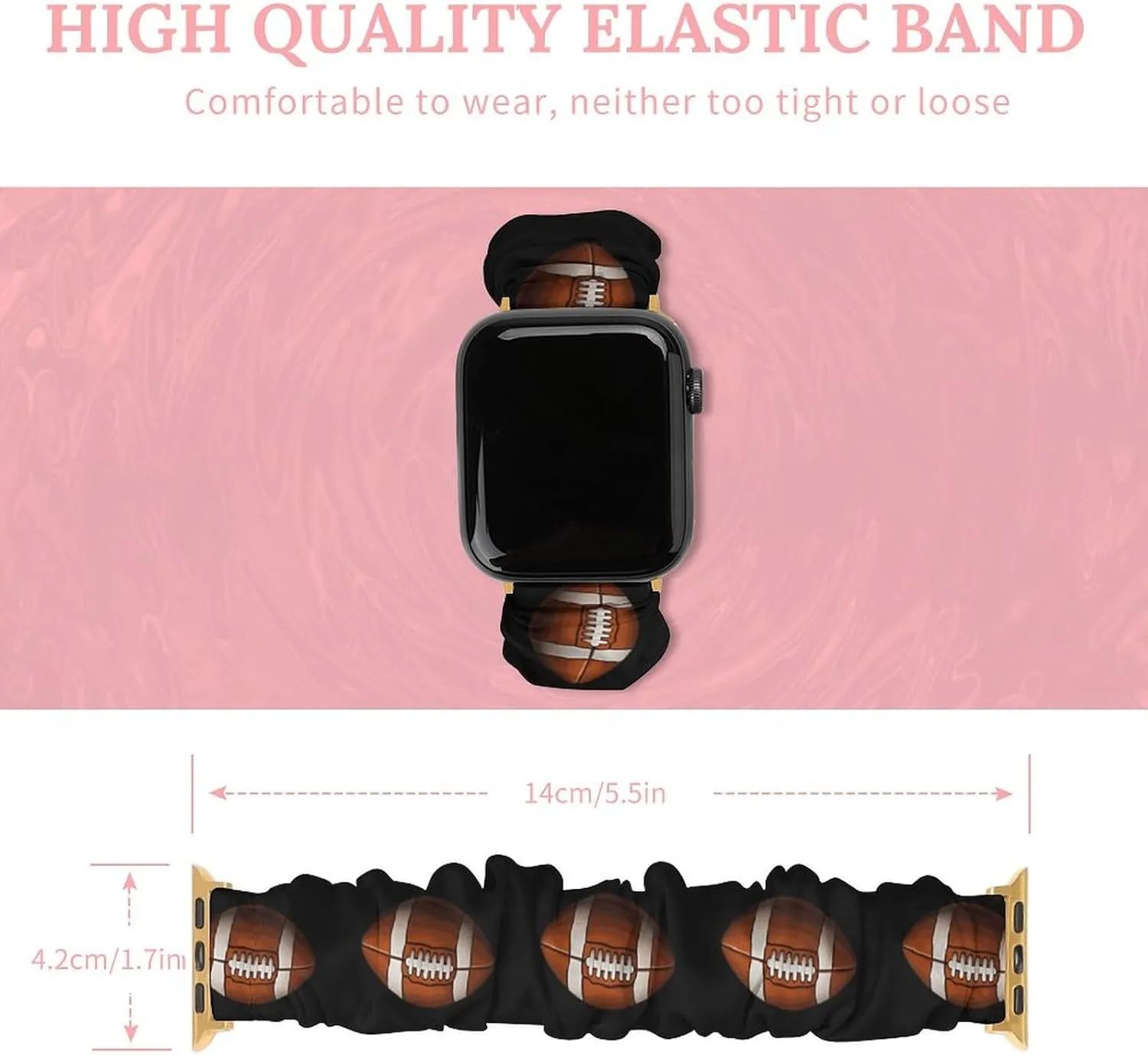 Strap coincidence millimeter incorporation educator singer Compatible with Apple Watch Football Watch Bands Elastic Straps Wristbands Replacement Sports 