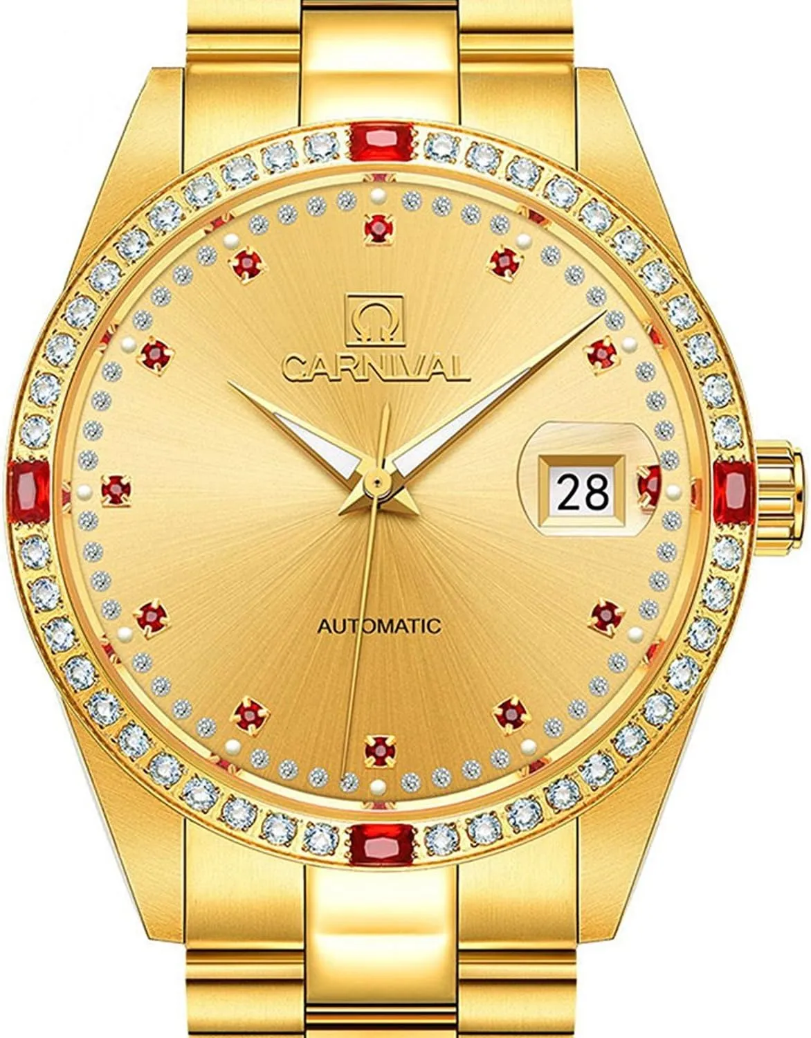 Strap Diamond 18K Gold Watch access defect synchrotron profile blockage Men's Analog Automatic Mechanical Watch Luminous Calendar Stainless Steel 