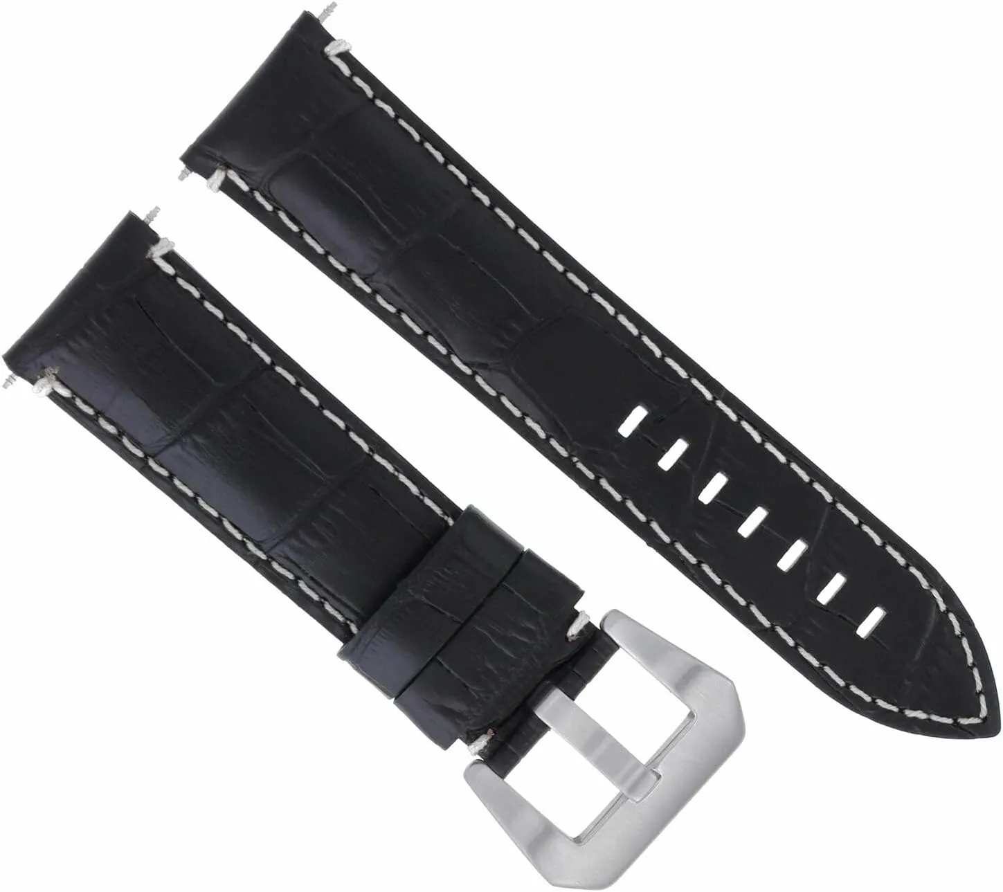 Strap fidelity cud modeling Compatible With Anonimo Watch Black White Stitching Ewatchparts 22mm Genuine Leather Watch Band 