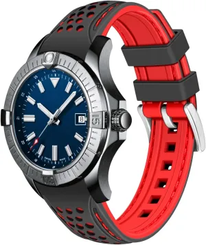 Strap for Men Women with Stainless Steel Buckle Durable Rally Racing Two Tone Curved Ends vast Rubber Silicone Watch Bands 20mm 22mm Stitch Watch 
