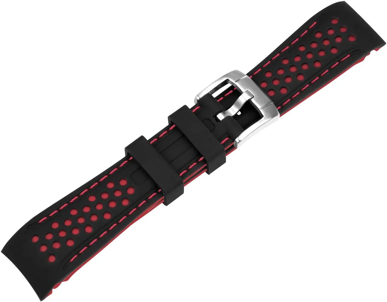 Strap for Men Women with Stainless Steel Buckle Durable Rally Racing Two Tone Curved Ends vast Rubber Silicone Watch Bands 20mm 22mm Stitch Watch 