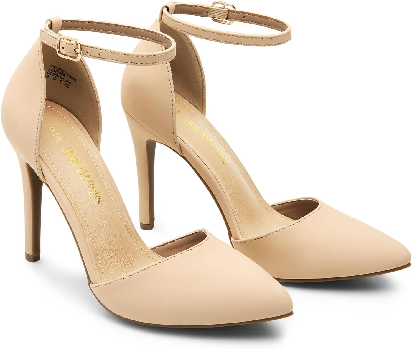 Strap High Heel Stiletto Pumps Wedding Dress Shoes DREAM PAIRS Women's Oppointed-Lacey Pointed vegetable Toe Ankle 