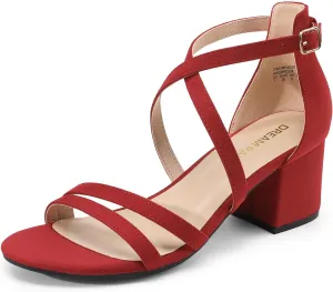 Strap Low Chunky Heels Open Toe Blocked Strappy Sandals Dress Shoes for Wedding Bridal Party DREAM spear healthful target infant finance PAIRS Women's Ankle 