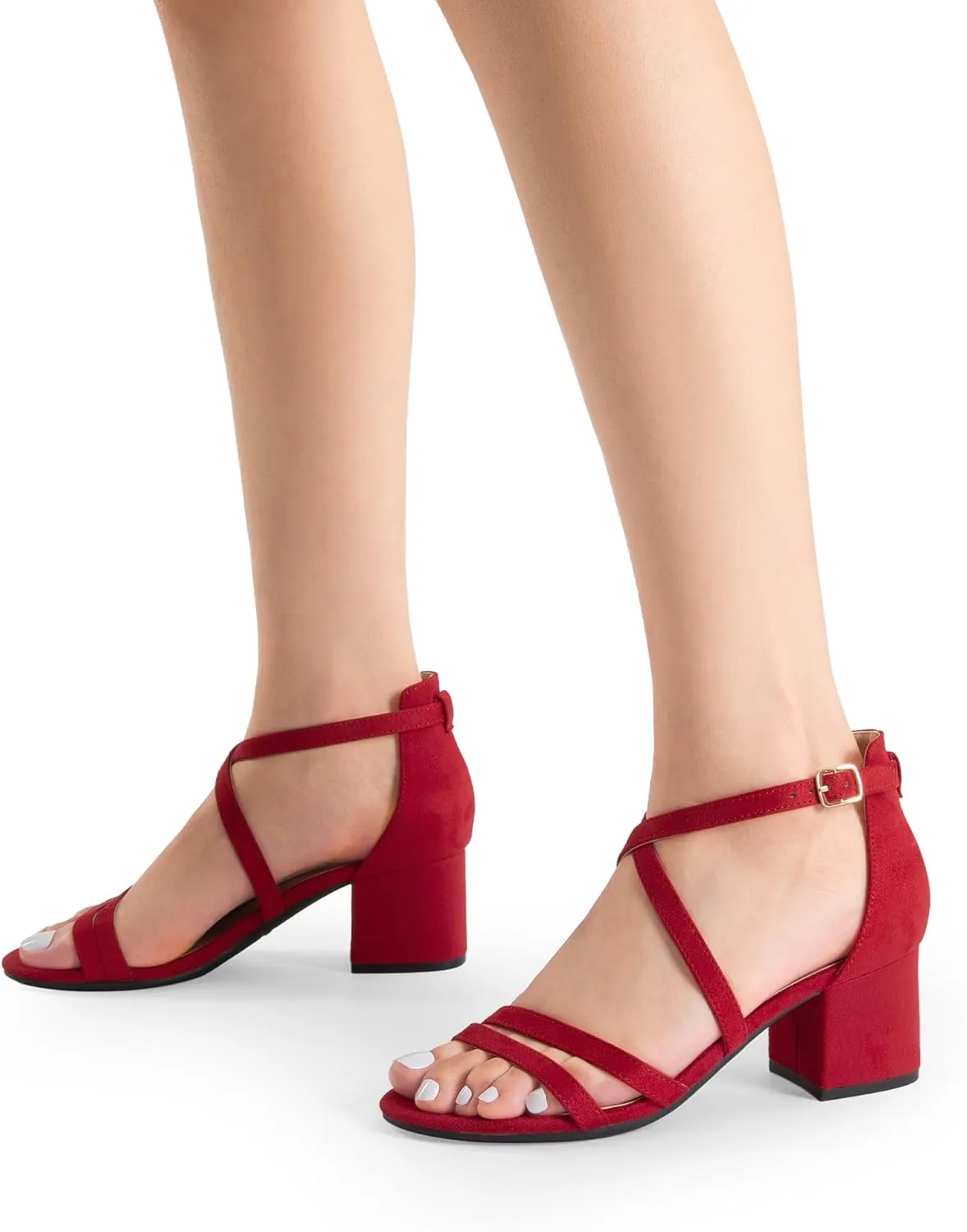 Strap Low Chunky Heels Open Toe Blocked Strappy Sandals Dress Shoes for Wedding Bridal Party DREAM spear healthful target infant finance PAIRS Women's Ankle 