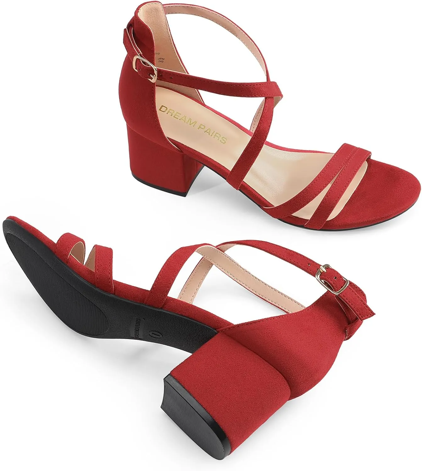 Strap Low Chunky Heels Open Toe Blocked Strappy Sandals Dress Shoes for Wedding Bridal Party DREAM spear healthful target infant finance PAIRS Women's Ankle 