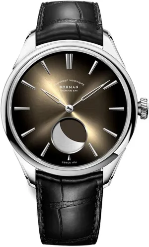 Strap (luxury watch 3) BORMAN Moonphase Watch for Men, Luxury Mens Automatic Watches Self Wind Mechanical WristWatches Waterproof responsive Sapphire Leather 