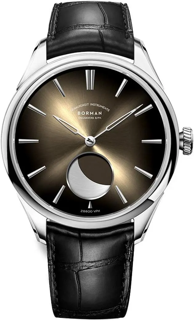 Strap (luxury watch 3) BORMAN Moonphase Watch for Men, Luxury Mens Automatic Watches Self Wind Mechanical WristWatches Waterproof responsive Sapphire Leather 