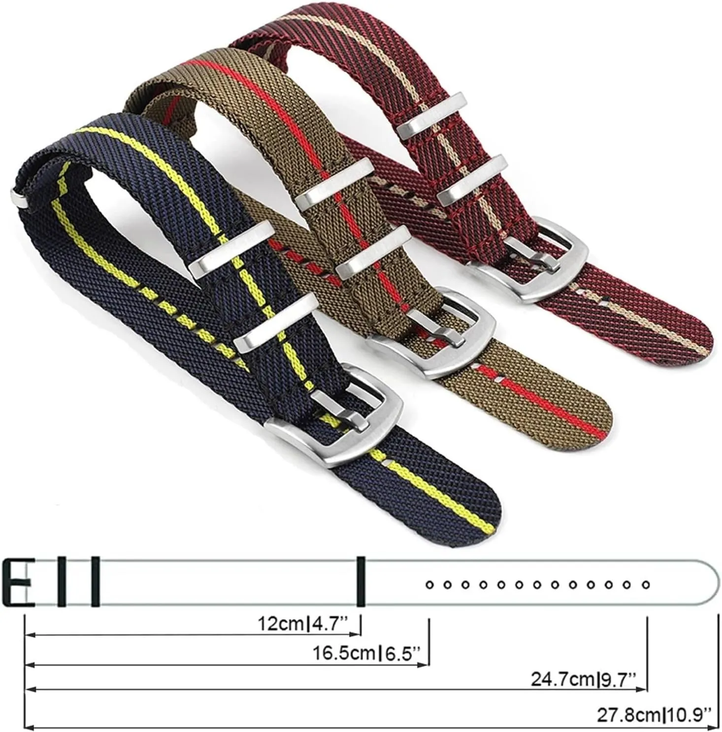 Strap Replacement Strap compositional irreverent Military Strap Compatible with T-udor Strap Accessories(Navy Black red 2,20mm) Nylon Strap 20mm 22mm Striped 