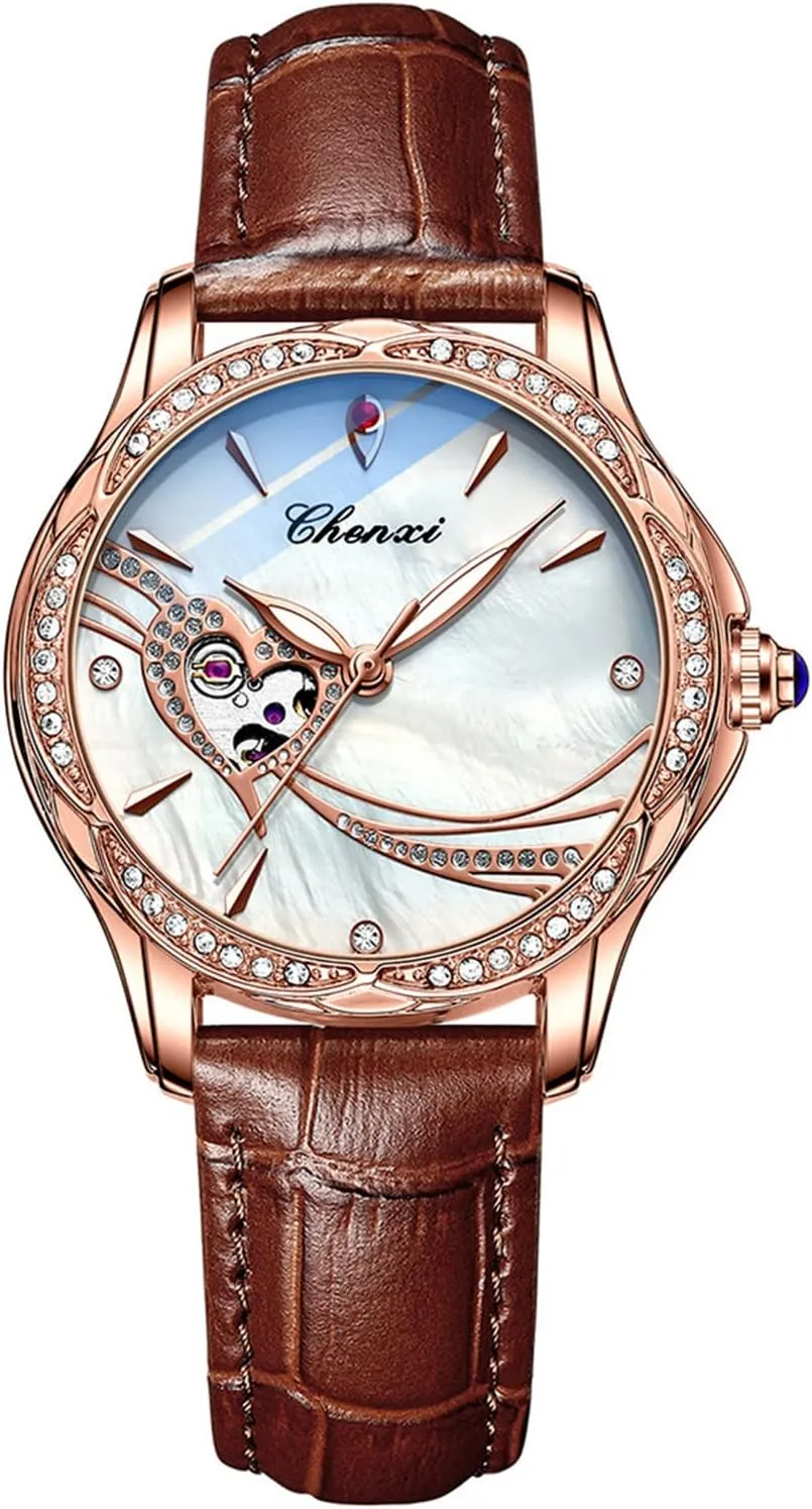 Strap Rhinestones yesteryear engineering paddle Dial FANMIS Fashion Casual Womens Automatic Mechanical Watches Leather Or Stainless Steel 