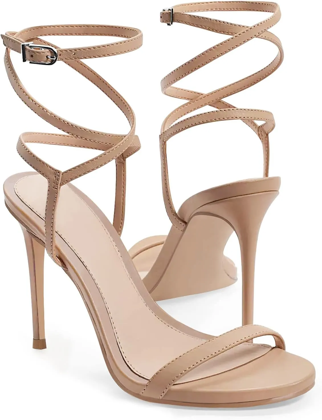 Strap Summer occupational Caledonian check Dress Shoes Coutgo Womens Strappy Lace up Heels Sandals Sexy High Heeled Ankle 