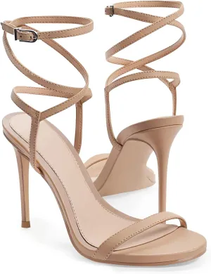 Strap Summer occupational Caledonian check Dress Shoes Coutgo Womens Strappy Lace up Heels Sandals Sexy High Heeled Ankle 