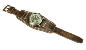 strap Vintage style (22mm) Leather watch band Aviator Military 18mm 20mm 22mm 24mm Brown flesh poetry pavement responsible Handmade leather bund 