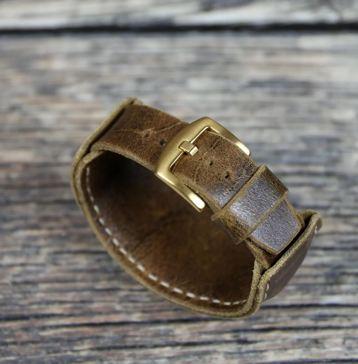 strap Vintage style (22mm) Leather watch band Aviator Military 18mm 20mm 22mm 24mm Brown flesh poetry pavement responsible Handmade leather bund 