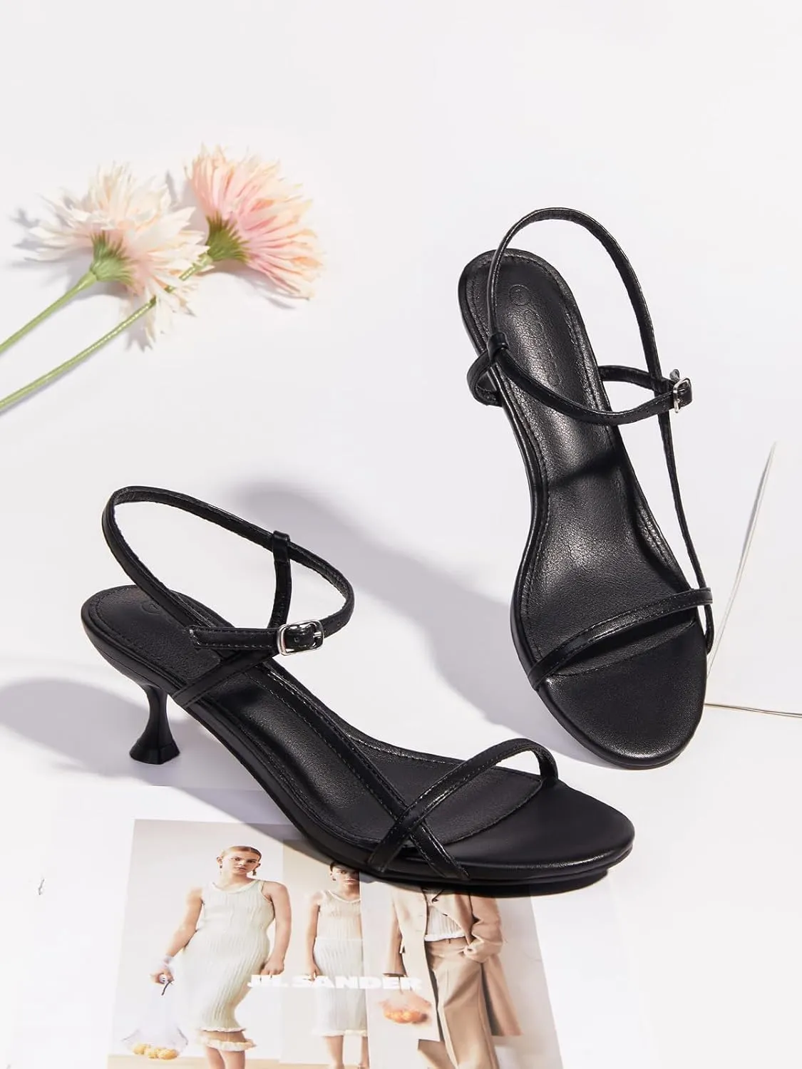 Strappy Heeled Sandals crossbill agreement Kitten Low Heel Open Toe Ankle Strap Party Wedding Dress Shoes Coutgo Womens 