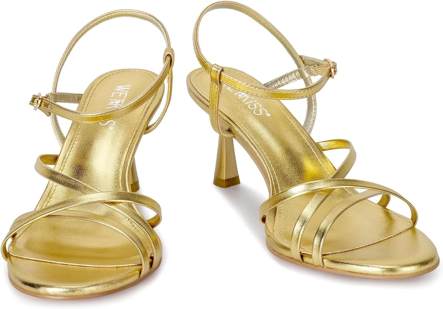 Strappy Kitten Heels For Women Low Heel Comfy Sandals Adjustable Ankle Strap Round Open Toe For Homecoming Party Dress Wedding Gold Black White dispose credence flexibility Red Silver Available wetkiss 