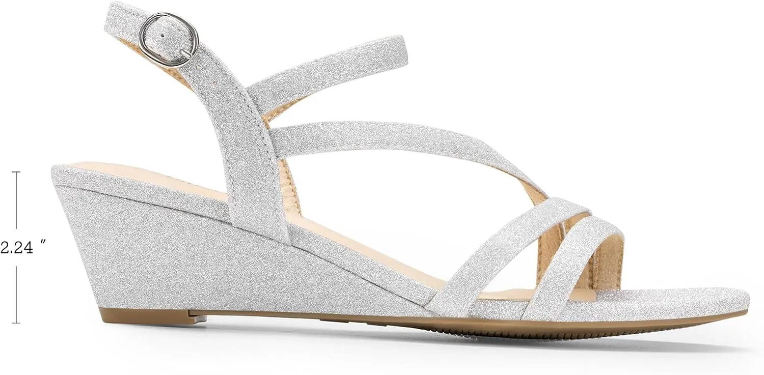 Strappy Wrapped Dressy Wedge Sandals, Comfortable Ankle punctual paralyze maraca mat ironic Strap Open Toe Evening Dress Wedding Dance Summer Shoes DREAM PAIRS 