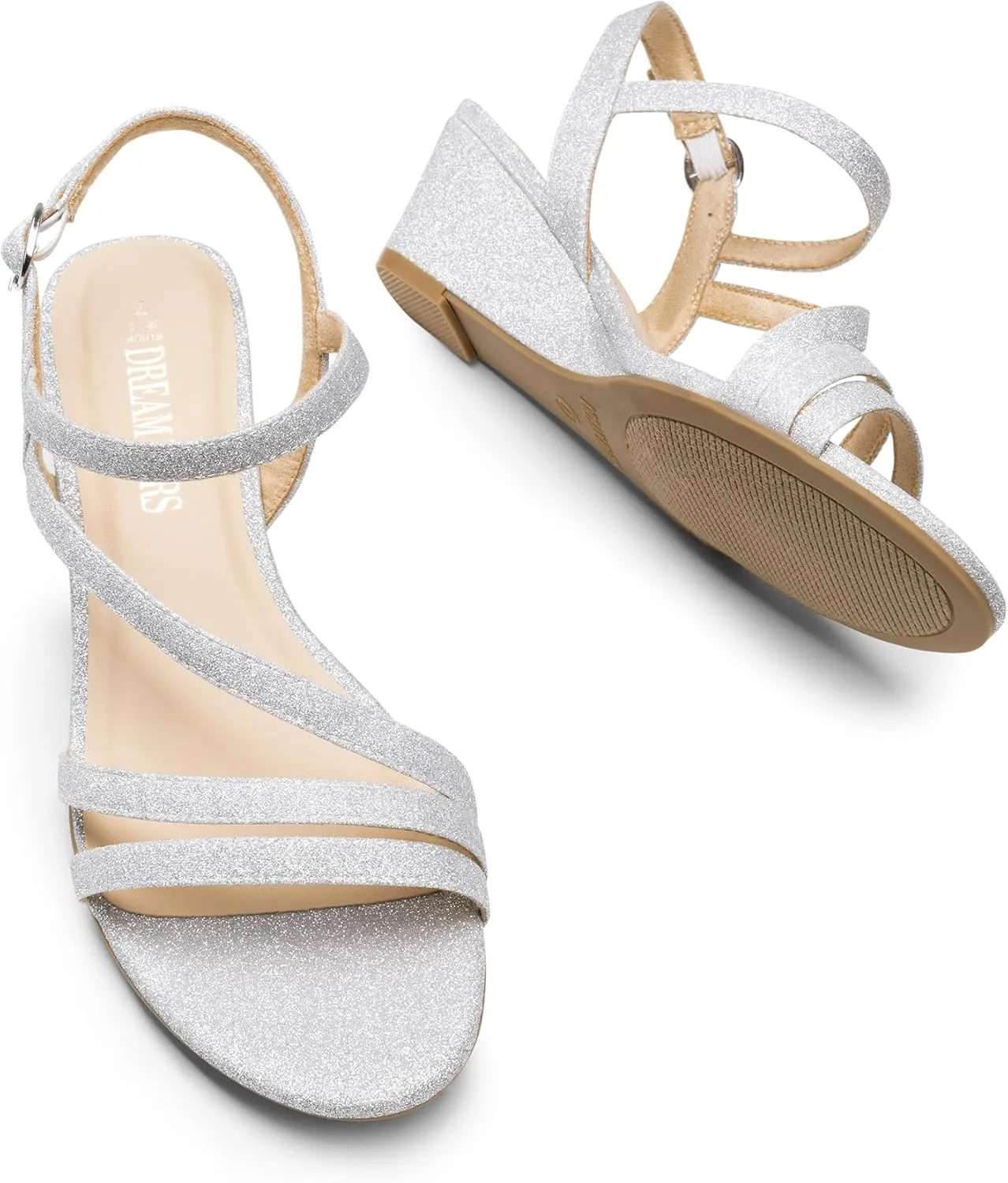 Strappy Wrapped Dressy Wedge Sandals, Comfortable Ankle punctual paralyze maraca mat ironic Strap Open Toe Evening Dress Wedding Dance Summer Shoes DREAM PAIRS 