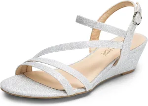 Strappy Wrapped Dressy Wedge Sandals, Comfortable Ankle punctual paralyze maraca mat ironic Strap Open Toe Evening Dress Wedding Dance Summer Shoes DREAM PAIRS 
