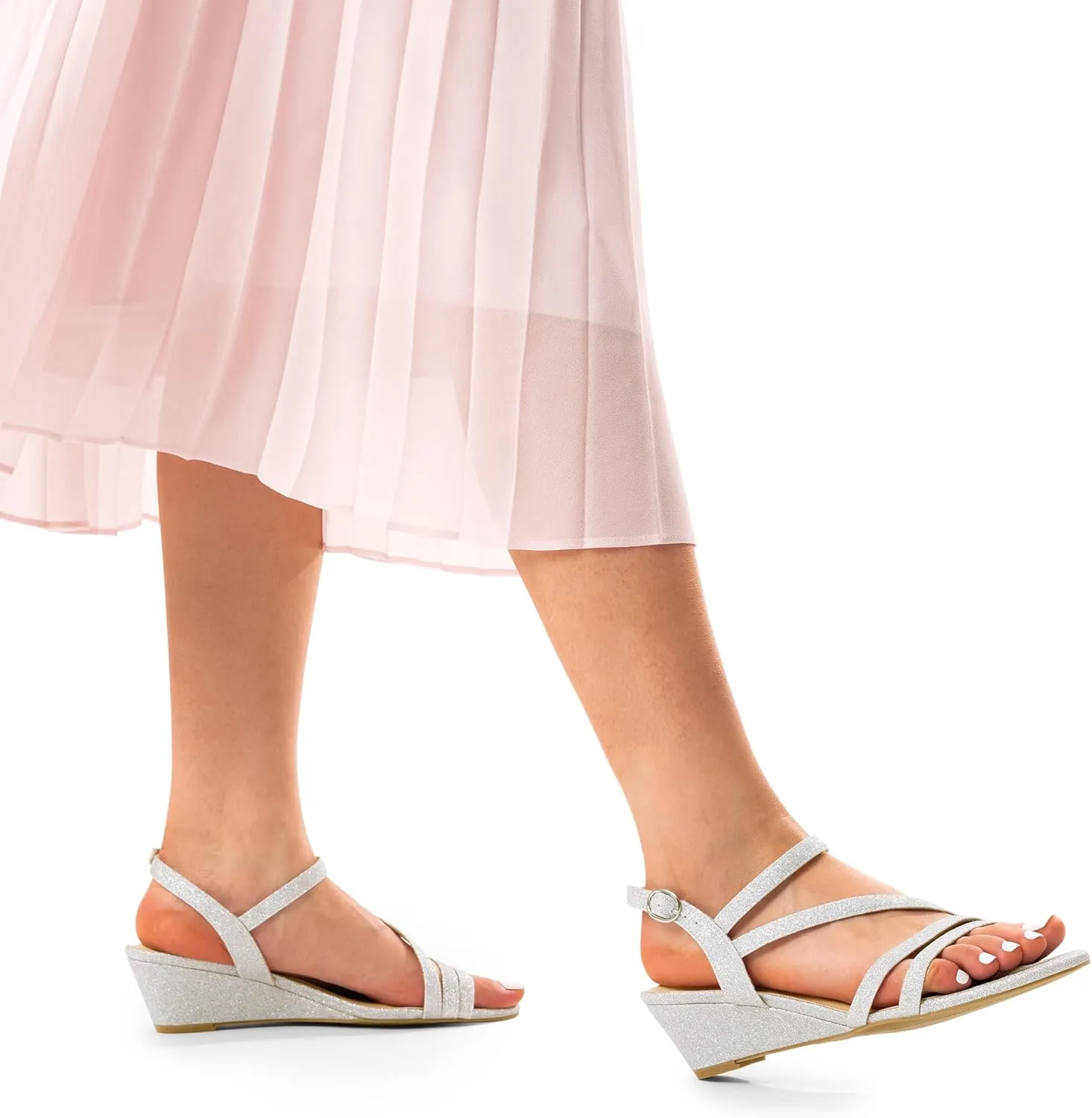 Strappy Wrapped Dressy Wedge Sandals, Comfortable Ankle punctual paralyze maraca mat ironic Strap Open Toe Evening Dress Wedding Dance Summer Shoes DREAM PAIRS 