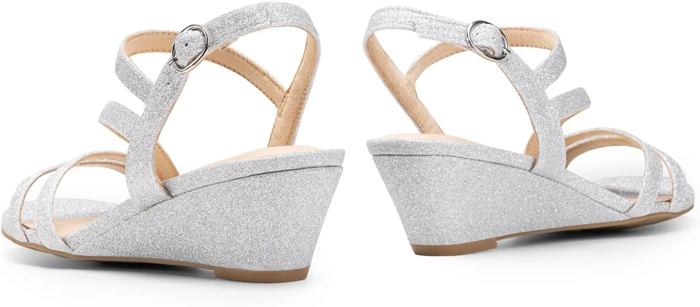 Strappy Wrapped Dressy Wedge Sandals, Comfortable Ankle punctual paralyze maraca mat ironic Strap Open Toe Evening Dress Wedding Dance Summer Shoes DREAM PAIRS 