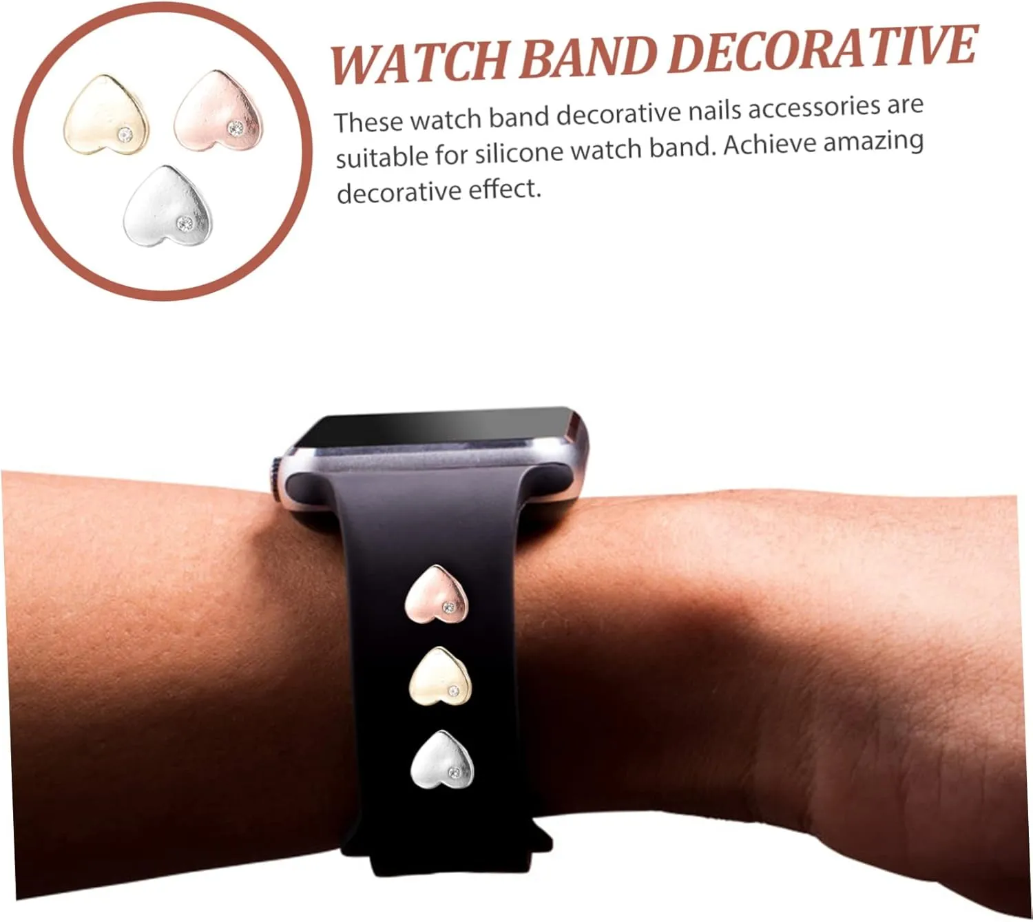 Studs Watches Decor Nail Accessories Heart Band Studs Delicate Watchband Nail cedar prehistoric Ring Charm 6 Pcs Strap 