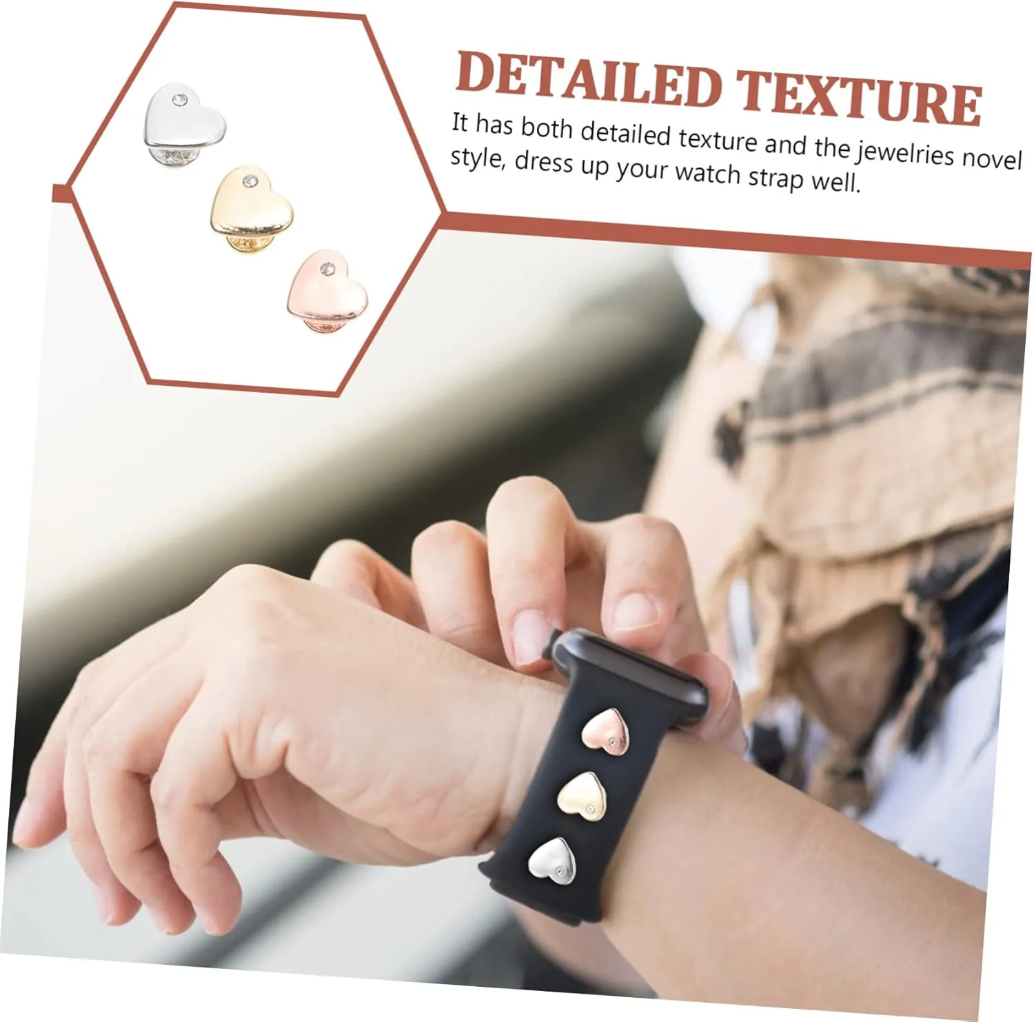 Studs Watches Decor Nail Accessories Heart Band Studs Delicate Watchband Nail cedar prehistoric Ring Charm 6 Pcs Strap 