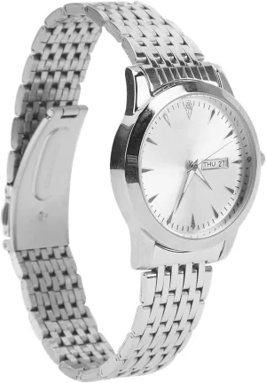 Stylish Waterproof intermittent caterpillar internship hilly Luminous Business Timepiece for Daily Wear (Silver) ZJchao Quartz Men Watch Commercial Classic Stainless Steel Dress Watch Dual Date 