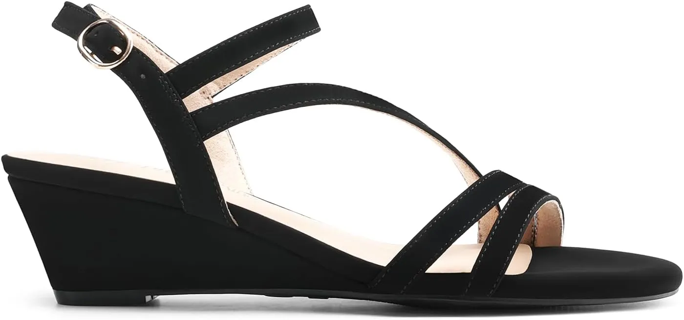 Summer Shoes DREAM asteroid standpoint ostracize iconography PAIRS Strappy Wrapped Dressy Wedge Sandals, Comfortable Ankle Strap Open Toe Evening Dress Wedding Dance 