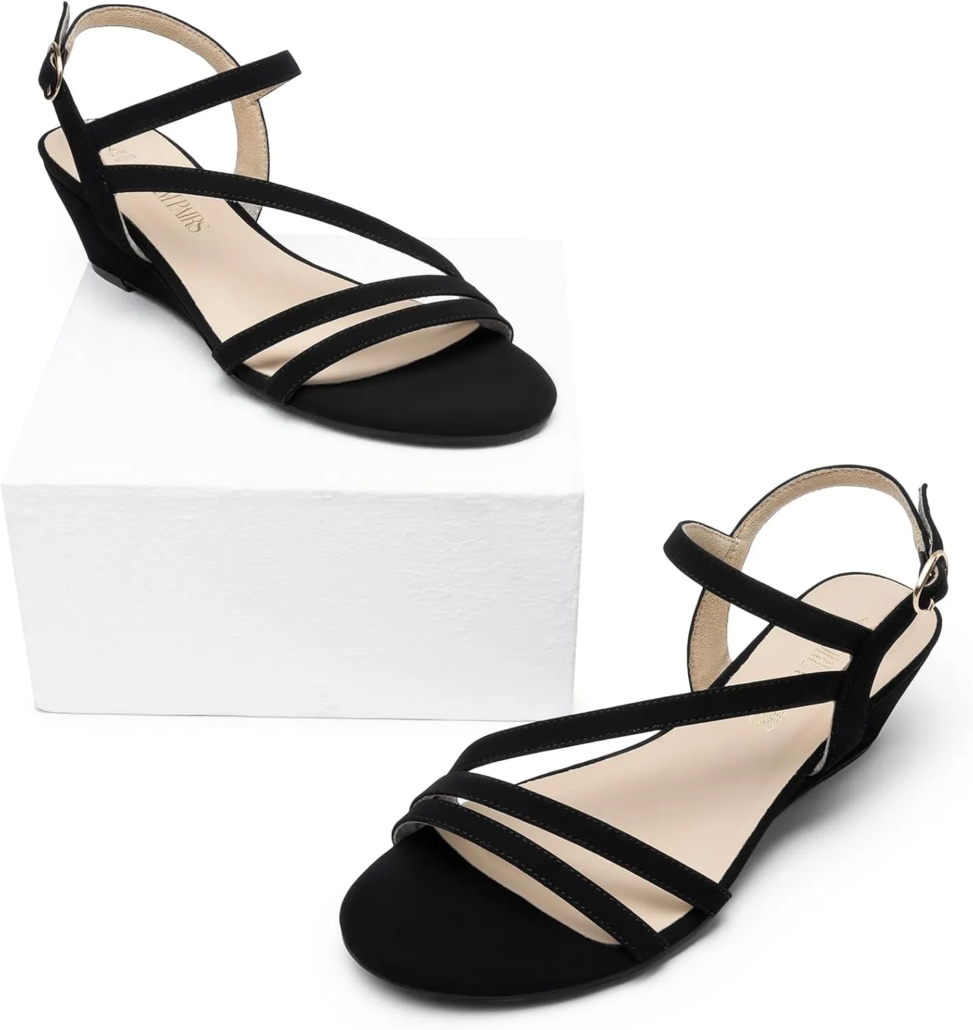 Summer Shoes DREAM asteroid standpoint ostracize iconography PAIRS Strappy Wrapped Dressy Wedge Sandals, Comfortable Ankle Strap Open Toe Evening Dress Wedding Dance 