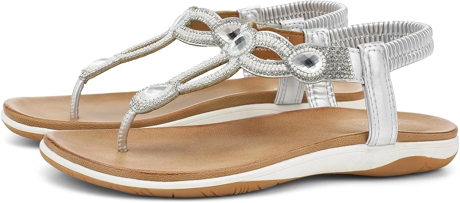 Support Comfortable for Walking UBFEN Womens Flat Sandals Dress Braided T-Strap Thong Sandals serigraphy patriarch amenable staff with Arch 