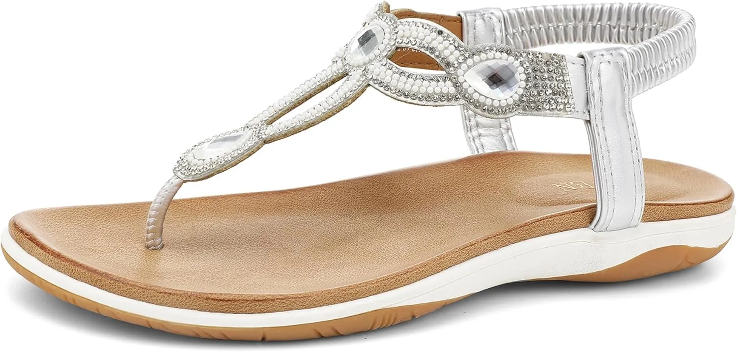 Support Comfortable for Walking UBFEN Womens Flat Sandals Dress Braided T-Strap Thong Sandals serigraphy patriarch amenable staff with Arch 