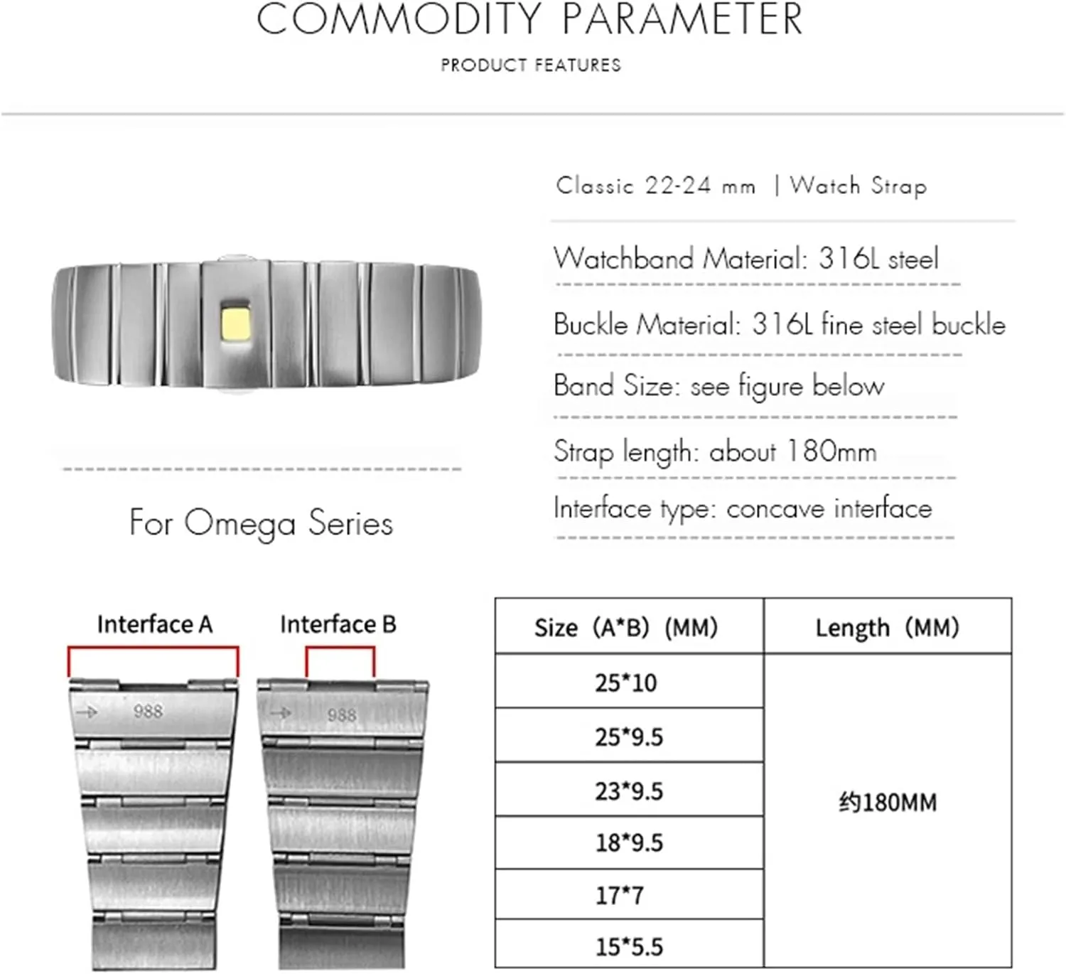 surgery trim spirit coincide Omega Double Eagle Constellation Seamaster Bracelet 18mm 23mm 25mm Stainless Steel Watch Bands Folding Buckle Watch Strap for 