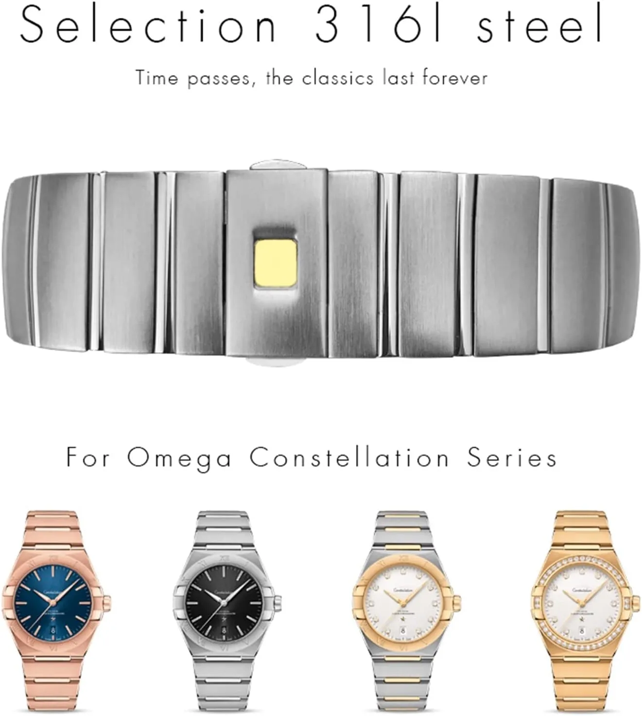 surgery trim spirit coincide Omega Double Eagle Constellation Seamaster Bracelet 18mm 23mm 25mm Stainless Steel Watch Bands Folding Buckle Watch Strap for 