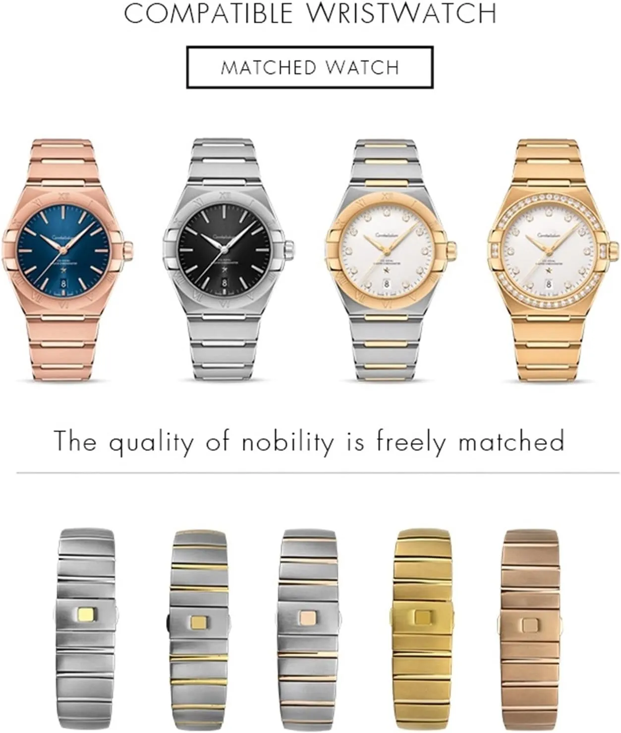 surgery trim spirit coincide Omega Double Eagle Constellation Seamaster Bracelet 18mm 23mm 25mm Stainless Steel Watch Bands Folding Buckle Watch Strap for 