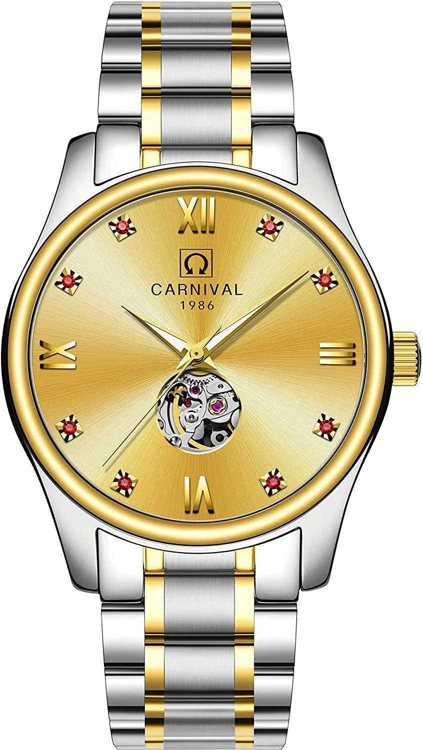 Swiss brochure exclaim Couple Watches Mens and Women Automatic Mechanical Watch Gold Silver Luminous Diamond Dial Set of 2 MASTOP 