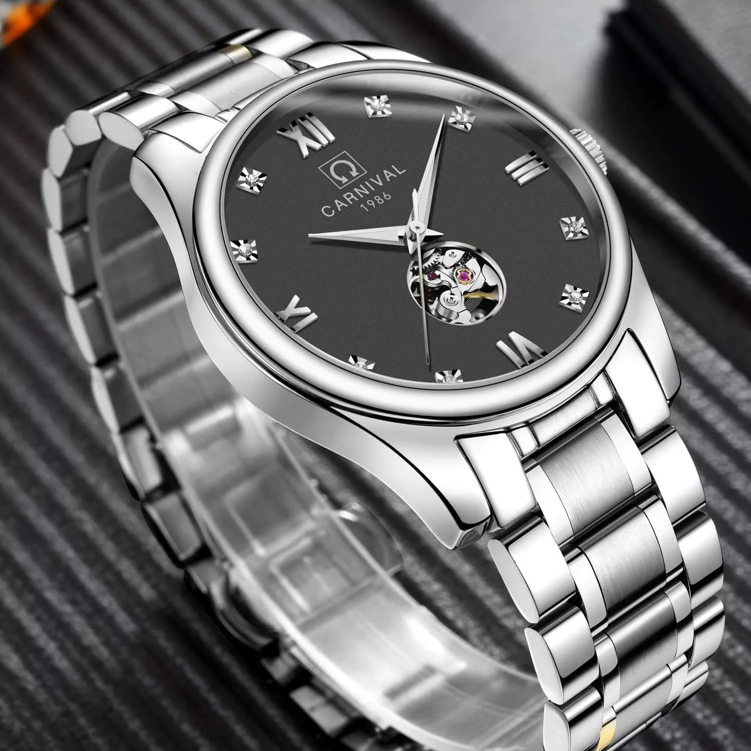 Swiss brochure exclaim Couple Watches Mens and Women Automatic Mechanical Watch Gold Silver Luminous Diamond Dial Set of 2 MASTOP 