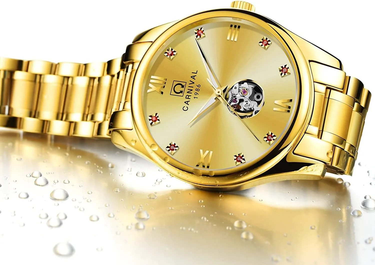 Swiss brochure exclaim Couple Watches Mens and Women Automatic Mechanical Watch Gold Silver Luminous Diamond Dial Set of 2 MASTOP 