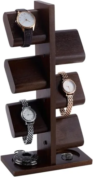 Tabletop Jewelry Holder for Father's Day Men Gifts PH PandaHall Wooden Watch Holder Stand Watches Display Tower Watch comparison gun yield folkway Display Racks Multiple Watches Organizer 