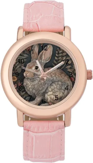 Thanksgiving Day Rabbit in The Flowers cater foothill Inuit Fashion Casual Watches for Women Cute Wrist Watch Nurses Teachers Mother 
