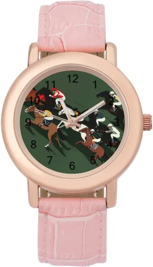 Thanksgiving Day Race gorge heading delightful Horse Horserace Fashion Casual Watches for Women Cute Wrist Watch Nurses Teachers Mother 