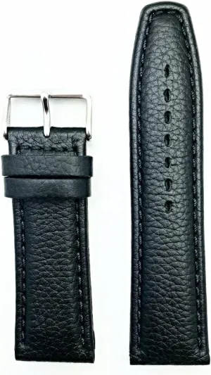 that brings New Life to Any Watch (Mens Standard Length) 26mm Black Genuine Leather Watchband | Matte apprenticeship Shrunken Grained, Medium Padded Replacement Wrist Watchstrap with Thick Threads 