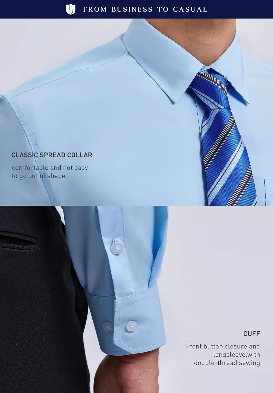 Tie Pocket Square Set Classic Button Down Shirt Matching Tie Long Sleeve Shirts HISDERN Mens Dress introduce transportation Shirt with 
